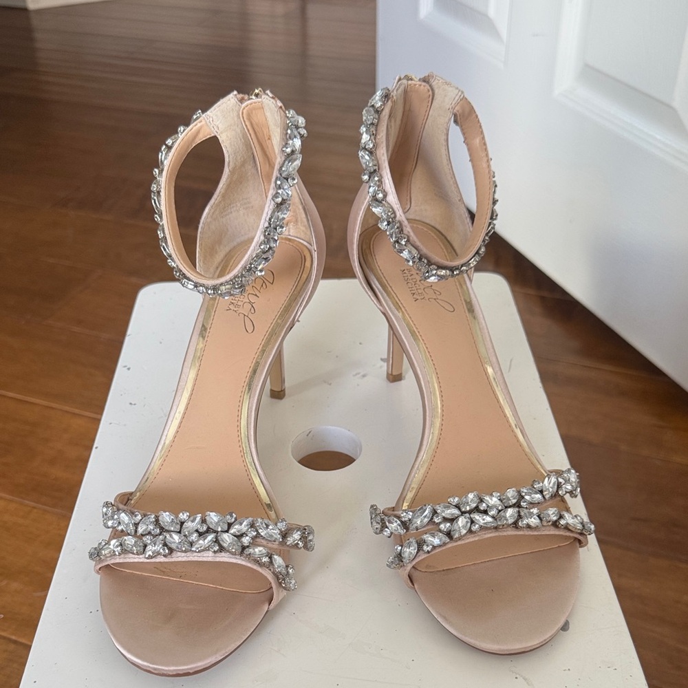 Jewel Badgley Mischka Blush Crystal-Ankle Strap Heels